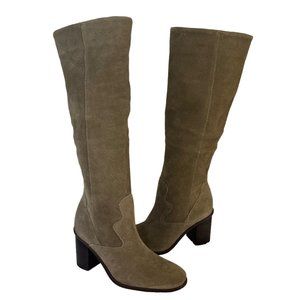 Lucky Brand Jolna Olive Suede Tall Block Heel Knee High Boots